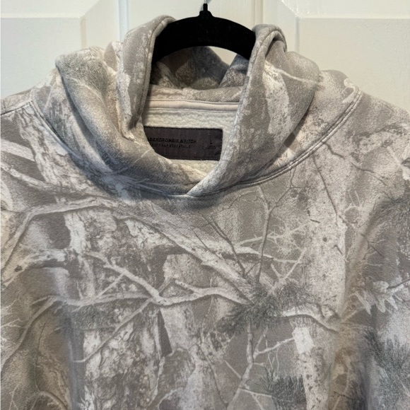 Mens Abercrombie & Fitch Soft Essentials Grey White Camo Hoodie Size L - Picture 11 of 13
